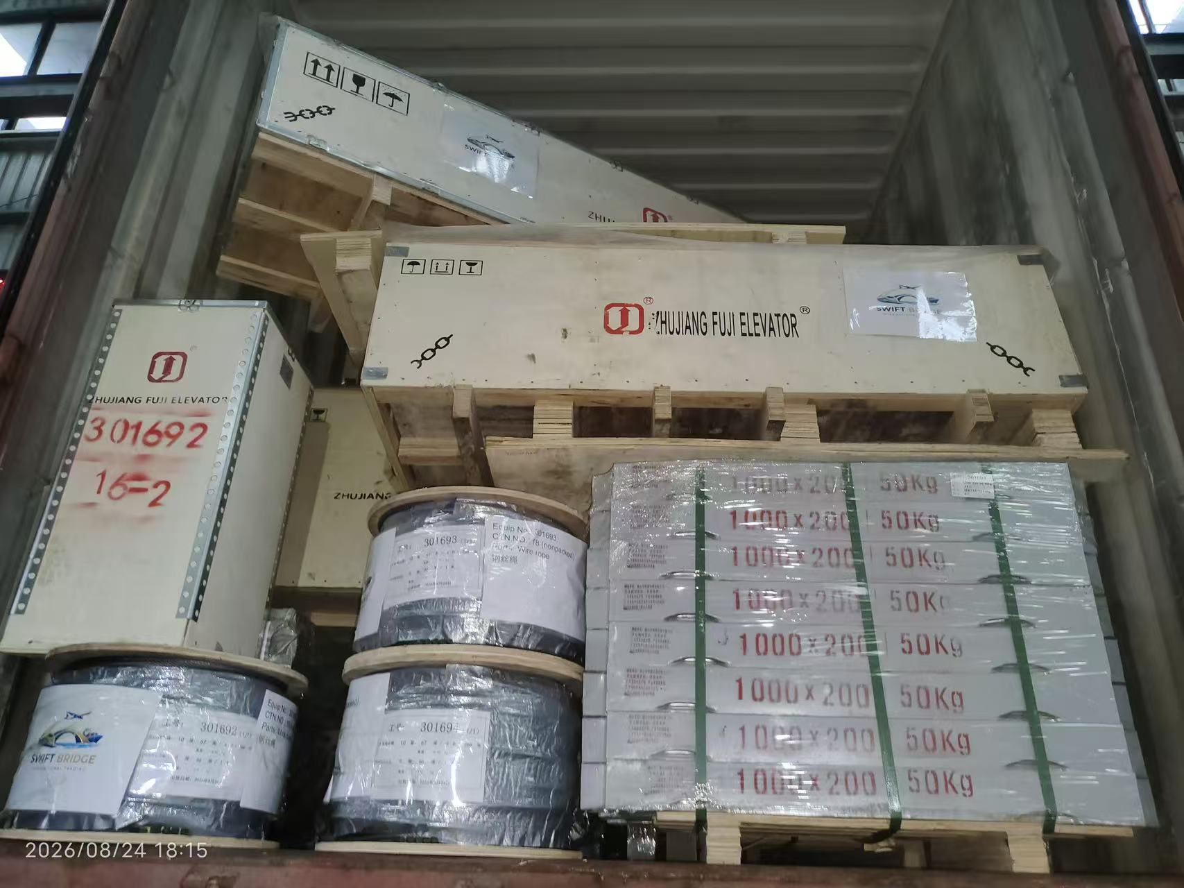 Elevator equipment ready for transport